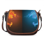 Fire And Ice Dragons Print Saddle Bag