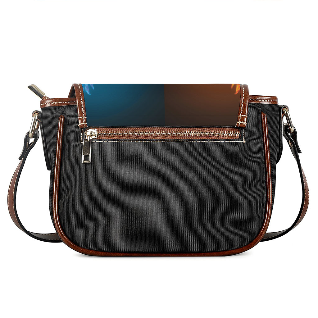 Fire And Ice Dragons Print Saddle Bag