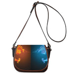 Fire And Ice Dragons Print Saddle Bag