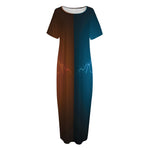 Fire And Ice Dragons Print Short Sleeve Long Nightdress