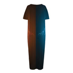 Fire And Ice Dragons Print Short Sleeve Long Nightdress