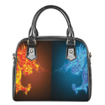 Fire And Ice Dragons Print Shoulder Handbag