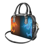 Fire And Ice Dragons Print Shoulder Handbag