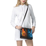 Fire And Ice Dragons Print Shoulder Handbag