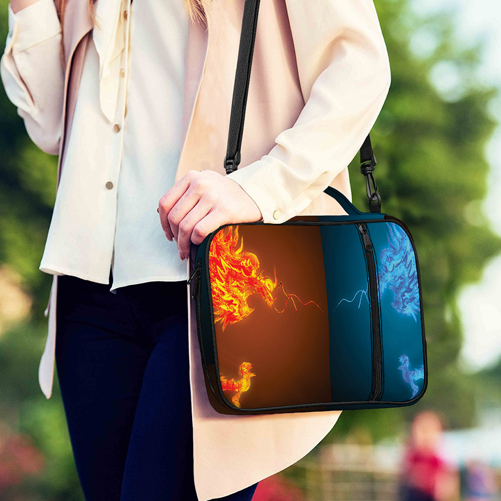 Fire And Ice Dragons Print Shoulder Strap Bible Bag