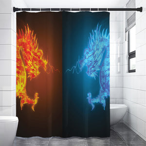 Fire And Ice Dragons Print Shower Curtain