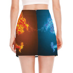 Fire And Ice Dragons Print Side Slit Mini Skirt