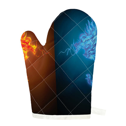 Fire And Ice Dragons Print Single Oven Mitt