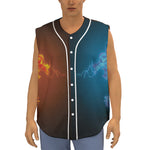 Fire And Ice Dragons Print Sleeveless Baseball Jersey