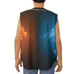 Fire And Ice Dragons Print Sleeveless Baseball Jersey