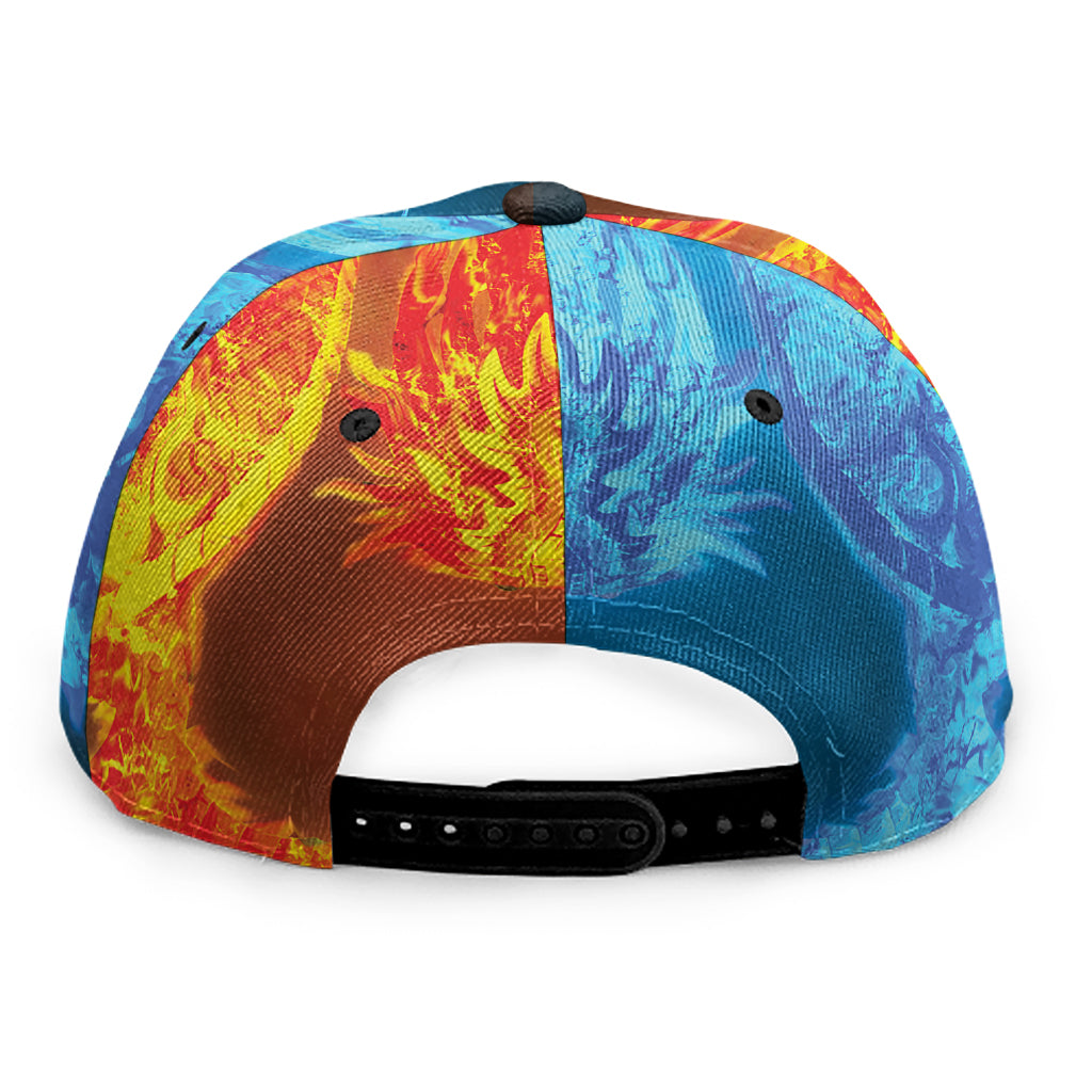Fire And Ice Dragons Print Snapback Cap