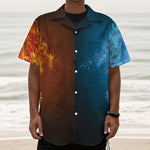 Fire And Ice Dragons Print Textured Short Sleeve Shirt