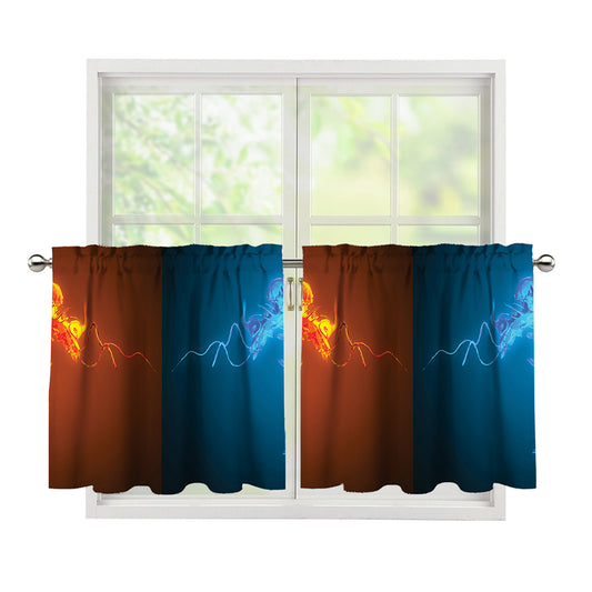 Fire And Ice Dragons Print Tier Curtains