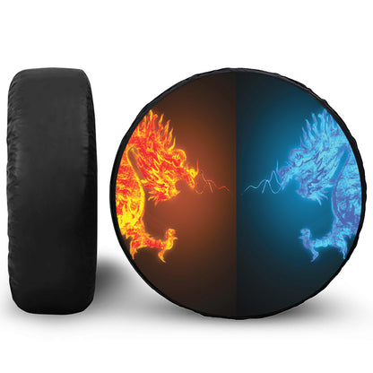 Fire And Ice Dragons Print Tire Cover