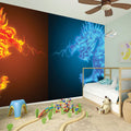Fire And Ice Dragons Print Wall Sticker