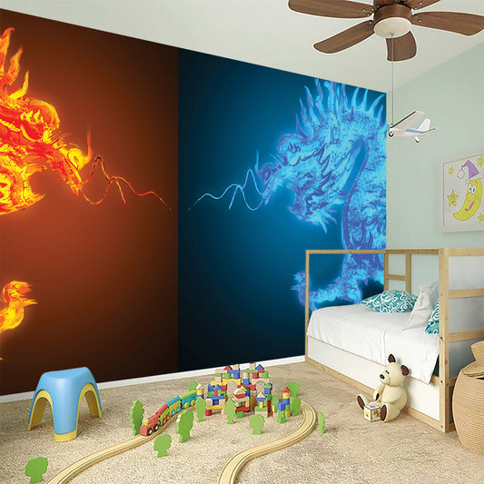 Fire And Ice Dragons Print Wall Sticker