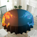 Fire And Ice Dragons Print Waterproof Round Tablecloth