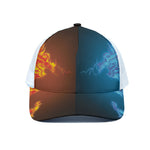 Fire And Ice Dragons Print White Mesh Trucker Cap
