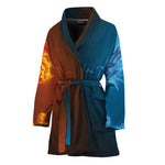 Fire And Ice Dragons Print Women's Bathrobe