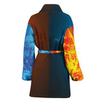 Fire And Ice Dragons Print Women's Bathrobe