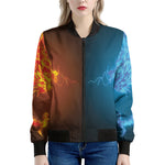 Fire And Ice Dragons Print Women's Bomber Jacket