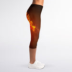 Fire And Ice Dragons Print Women's Capri Leggings