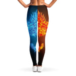 Fire And Ice Dragons Print Women's Leggings