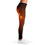 Fire And Ice Dragons Print Women's Leggings