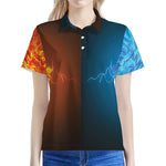 Fire And Ice Dragons Print Women's Polo Shirt
