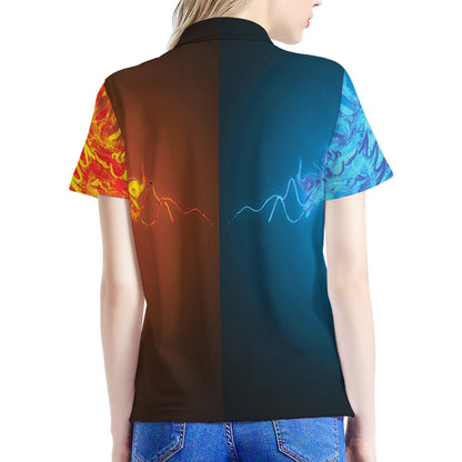 Fire And Ice Dragons Print Women's Polo Shirt