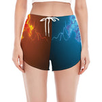 Fire And Ice Dragons Print Women's Split Running Shorts