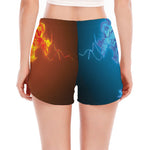 Fire And Ice Dragons Print Women's Split Running Shorts