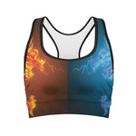 Fire And Ice Dragons Print Women's Sports Bra