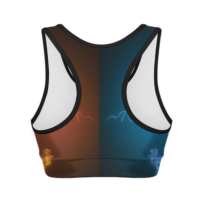 Fire And Ice Dragons Print Women's Sports Bra