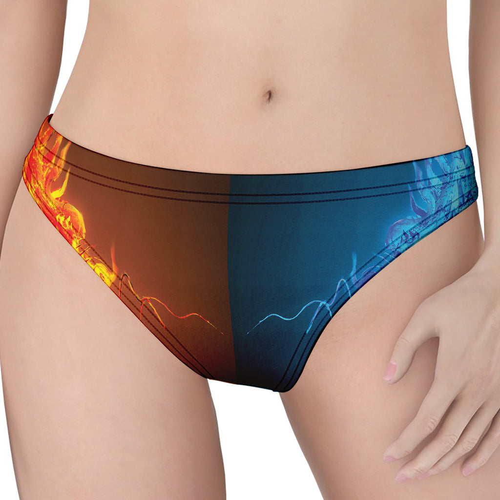 Fire And Ice Dragons Print Women's Thong