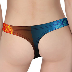 Fire And Ice Dragons Print Women's Thong