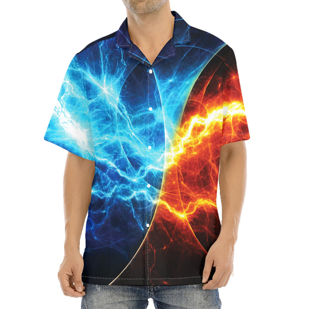 Fire And Ice Energy Print Aloha Shirt