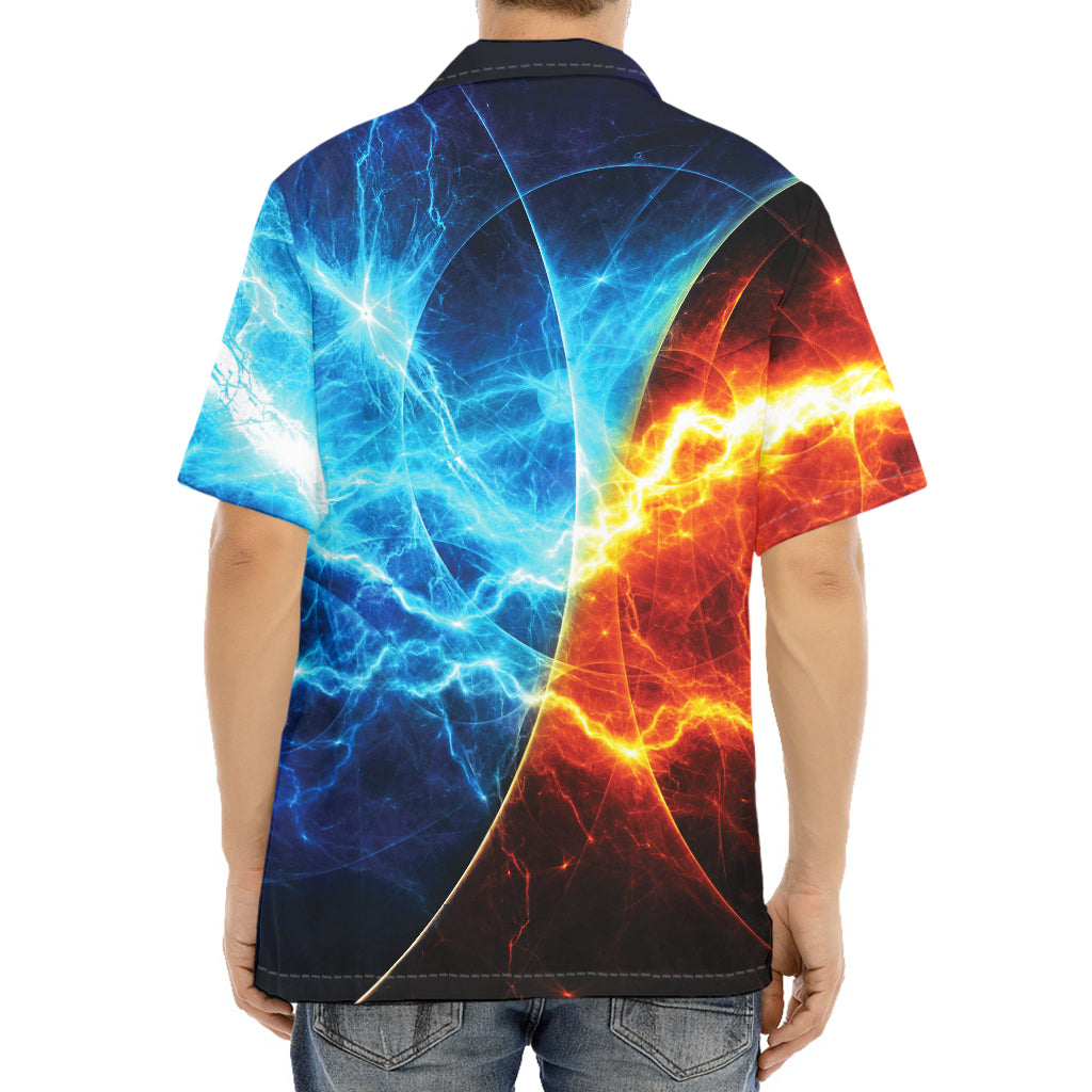 Fire And Ice Energy Print Aloha Shirt