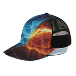 Fire And Ice Energy Print Black Mesh Trucker Cap