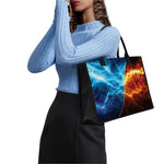 Fire And Ice Energy Print Canvas Tote Bag
