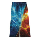 Fire And Ice Energy Print Cotton Front Slit Maxi Skirt