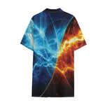 Fire And Ice Energy Print Cotton Hawaiian Shirt