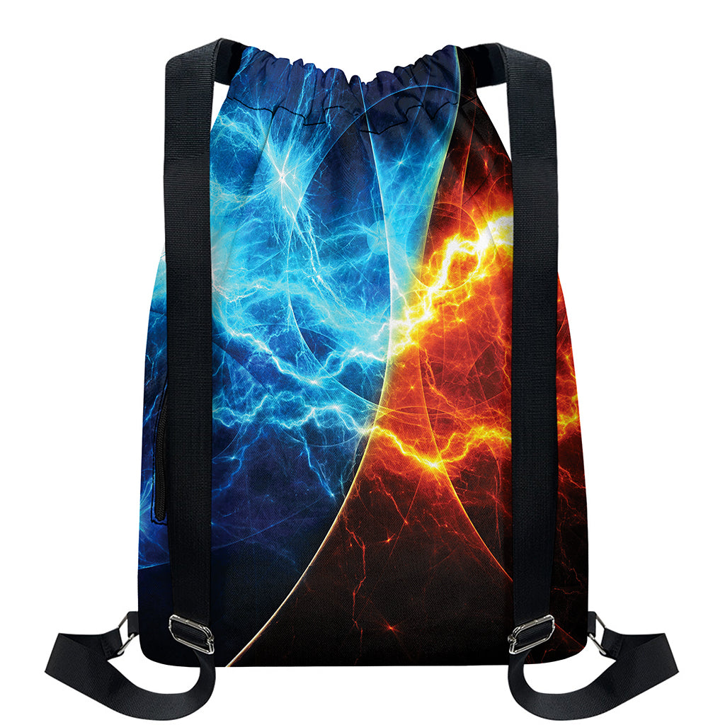 Fire And Ice Energy Print Drawstring Backpack