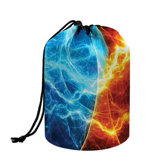 Fire And Ice Energy Print Drawstring Makeup Bag