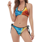 Fire And Ice Energy Print Halter Scoop Tie Side Bikini
