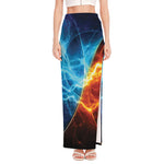 Fire And Ice Energy Print High Slit Maxi Skirt