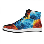 Fire And Ice Energy Print High Top Leather Sneakers