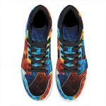 Fire And Ice Energy Print High Top Leather Sneakers