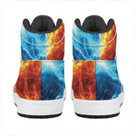 Fire And Ice Energy Print High Top Leather Sneakers
