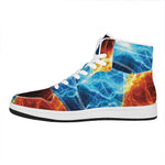 Fire And Ice Energy Print High Top Leather Sneakers